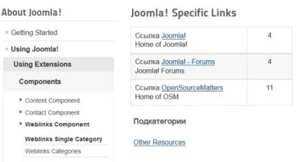 Листковий пиріг і com_weblinks joomla