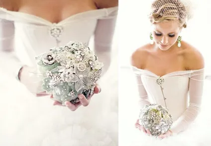 Весільний букет нареченої з біжутерії квіти з брошок, креативний весільний фотограф! (Біжутерії) Весільний букет нареченої з біжутерії квіти з брошок, креативний весільний фотограф!
