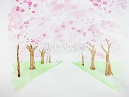 Весняний пейзаж аквареллю