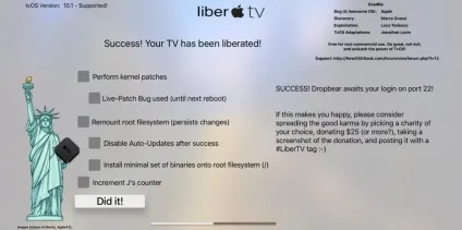 Як зробити джейлбрейк для apple tv 4 з tvos 10 за допомогою libertv (допомогою) Як зробити джейлбрейк для apple tv 4 з tvos 10 за допомогою libertv