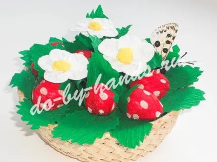 Полуниця (суниця) з цукерок - ягоди з цукерок в кошику, своїми руками, майстер клас (майстер клас) Полуниця (суниця) з цукерок - ягоди з цукерок в кошику, своїми руками, майстер клас