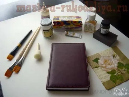 Майстер-клас з декупажу на шкірі щоденник (шарами акрилового лаку) Майстер-клас з декупажу на шкірі щоденник