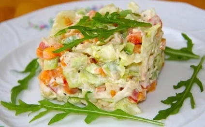 Салат з крабовим м'ясом і помідорами - святкові рецепти 2017 роки (салат) Салат з крабовим м'ясом і помідорами - святкові рецепти 2017 року