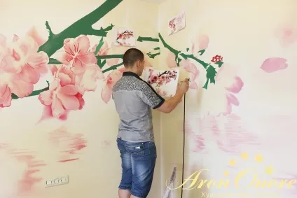 Розпис стін в спальні сакура (стін) Розпис стін в спальні сакура