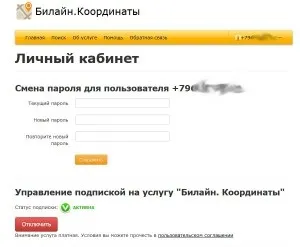 Послуга билайн «координати»