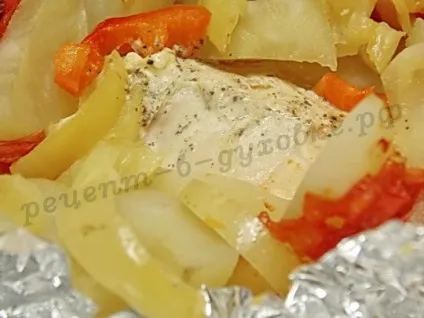 Запечена соковита куряча грудка з овочами у фользі рецепт в духовці (грудка) Запечена соковита куряча грудка з овочами у фользі рецепт в духовці