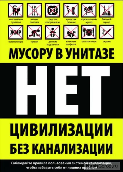 Засмічення в каналізації або що не можна кидати в унітаз (каналізації) Засмічення в каналізації або що не можна кидати в унітаз