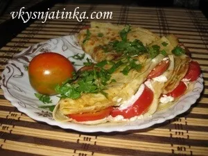 Млинці з помідорами - рецепт з фото
