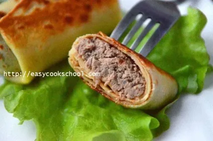 Млинці з м'ясом рецепт з фото крок за кроком, легкі рецепти (м'ясом) Млинці з м'ясом рецепт з фото крок за кроком, легкі рецепти