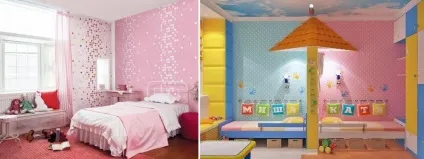 Дизайн стін шпалерами двох кольорів оздоблення, фото, в одній кімнаті, поєднання видів, подвійні в (двох) Дизайн стін шпалерами двох кольорів оздоблення, фото, в одній кімнаті, поєднання видів, подвійні в