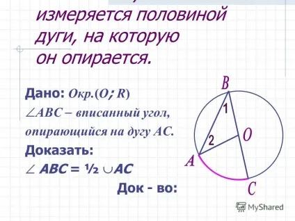 Який кут називається центральним кутом окружності (всередині даного стосується) Який кут називається центральним кутом окружності