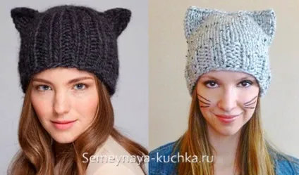 Як зв'язати шапку з котячими вушками