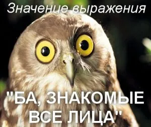 Сенс вираження ба, знайомі всі обличчя значення фрази знайомі всі особи (що означає) Сенс вираження ба, знайомі всі обличчя значення фрази знайомі всі особи