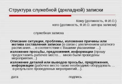 Службова записка - приклад написання в деталях
