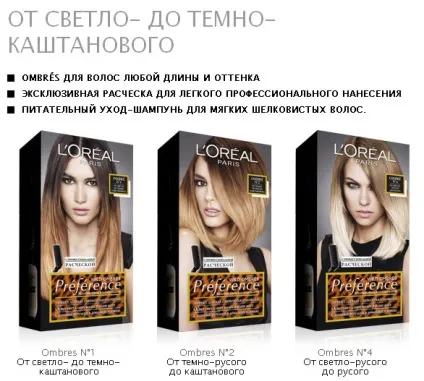Лореаль омбре - палітра - фарба для волосся