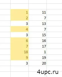 Збіг в шпальтах excel