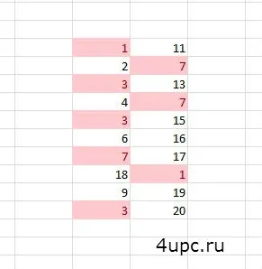 Збіг в шпальтах excel