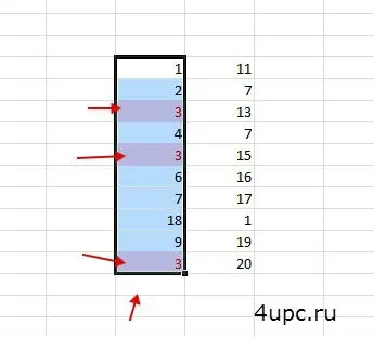 Збіг в шпальтах excel