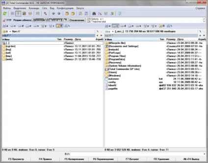 Підключаємося до ftp сервера з ftp клієнта total commander, готуємо смачний сервер з сайтом
