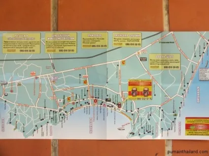 Детальна карта Паттайї російською мовою, пума в Тайланді, живемо і відпочиваємо в Тайланді дикуном