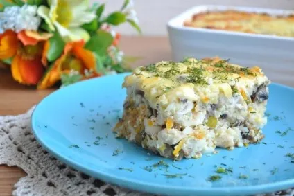 Рисова запіканка з куркою в духовці (рисом куркою грибами) Рисова запіканка з куркою в духовці