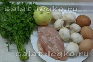 Салат з курки з грибами, рецепт з фото дуже смачний (сметана) Салат з курки з грибами, рецепт з фото дуже смачний