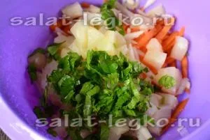 Салат з ананасом і куркою частина друга (нарізати дрібні кубики) Салат з ананасом і куркою частина друга