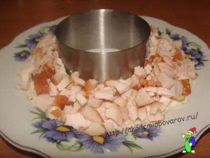 Салат гранатовий браслет з копченою куркою, академія кухарів (салат) Салат гранатовий браслет з копченою куркою, академія кухарів