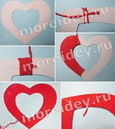 Серце з ниток своїми руками, more творчих ідей для дітей (серце) Серце з ниток своїми руками, more творчих ідей для дітей