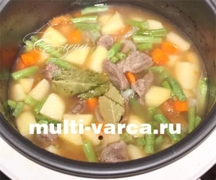 Заморожена стручкова квасоля з м'ясом і картоплею в мультиварці (стручкова) Заморожена стручкова квасоля з м'ясом і картоплею в мультиварці