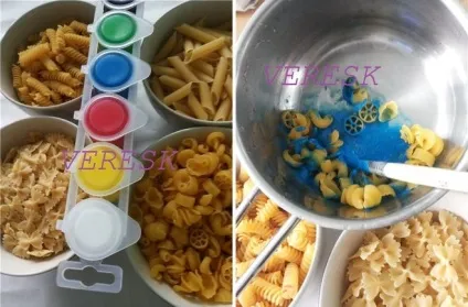 Чим і як пофарбувати макарони (крупу) для виробів