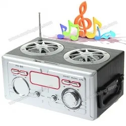 Fd-b9 stylish hifi digital multimedia speaker portable card loudspeaker fm radio (silver)