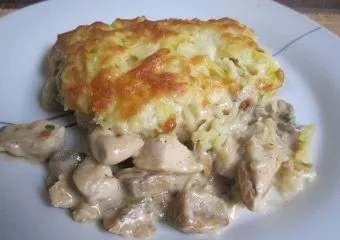 Як готується картопля з куркою і грибами в духовці пиріг, запіканка