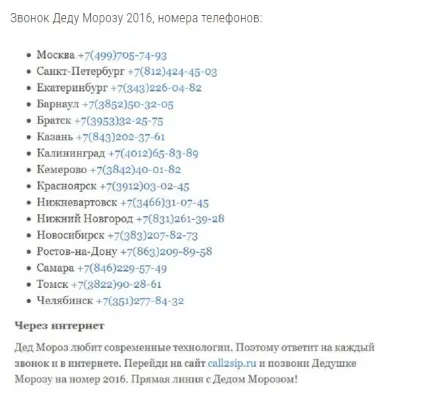 Як зателефонувати дідові морозу безкоштовно