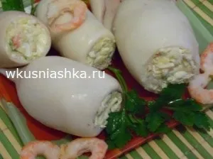 Кальмари фаршировані креветками і сиром, кулінарні рецепти смачно