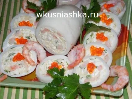 Кальмари фаршировані креветками і сиром, кулінарні рецепти смачно