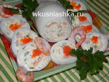 Кальмари фаршировані креветками і сиром, кулінарні рецепти смачно