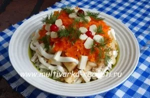 Картопляний салат з ковбасою і огірками