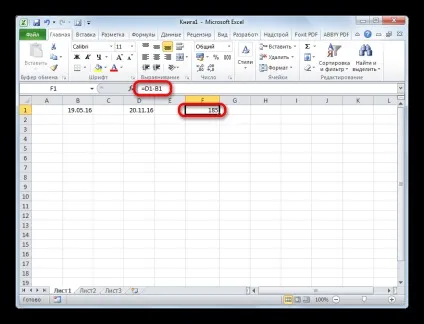 Кількість днів між датами в excel 1
