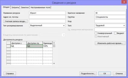 Опис ресурсів в ms project