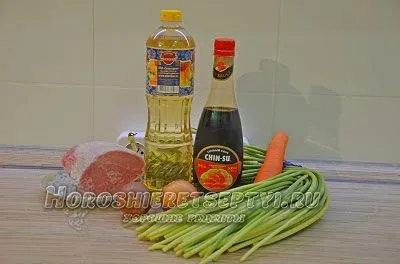 Пагони часнику з м'ясом (молоді пагони часнику) Пагони часнику з м'ясом
