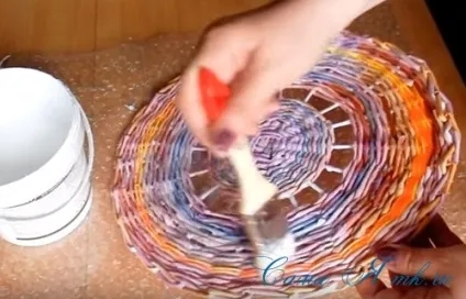 Плетіння підставки під гребінця з паперових (газетних) трубочок, сама я () Плетіння підставки під гребінця з паперових (газетних) трубочок, сама я
