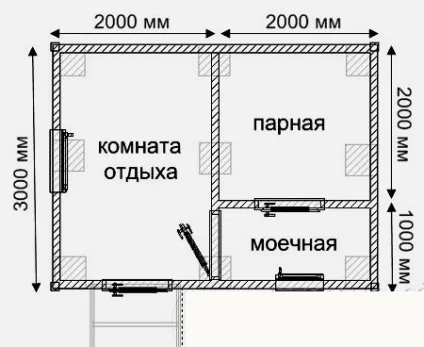 Планування і проекти будівництва бань з бруса 6х6, 4х6, 3х4, 4х4 і інших розмірів (бруса) Планування і проекти будівництва бань з бруса 6х6, 4х6, 3х4, 4х4 і інших розмірів