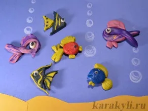 Рибки - ліплення з пластиліну, каракулі (рибки з пластиліну) Рибки - ліплення з пластиліну, каракулі