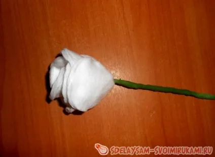 Троянди з ватних дисків, майстер-клас своїми руками