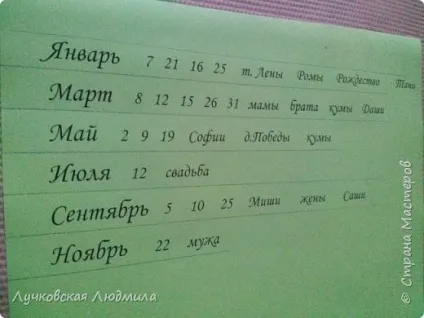 Сімейний календар, країна майстрів (день народження) Сімейний календар, країна майстрів