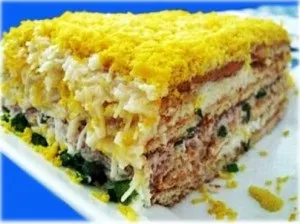 Торт з вафельних коржів оригінальні рецепти з фото (закусочний торт з вафельних коржів рецепт) Торт з вафельних коржів оригінальні рецепти з фото