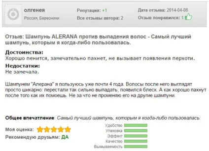 Алерана - шампунь проти випадіння волосся відгуки, склад, ефект зростання волосся (шампунь) Алерана - шампунь проти випадіння волосся відгуки, склад, ефект зростання волосся