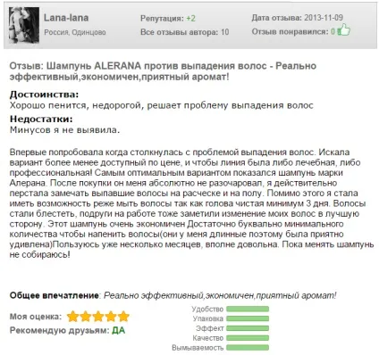 Алерана - шампунь проти випадіння волосся відгуки, склад, ефект зростання волосся (шампунь) Алерана - шампунь проти випадіння волосся відгуки, склад, ефект зростання волосся