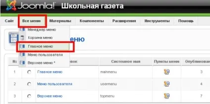 Додавання пунктів меню joomla 1 (пунктів) Додавання пунктів меню joomla 1